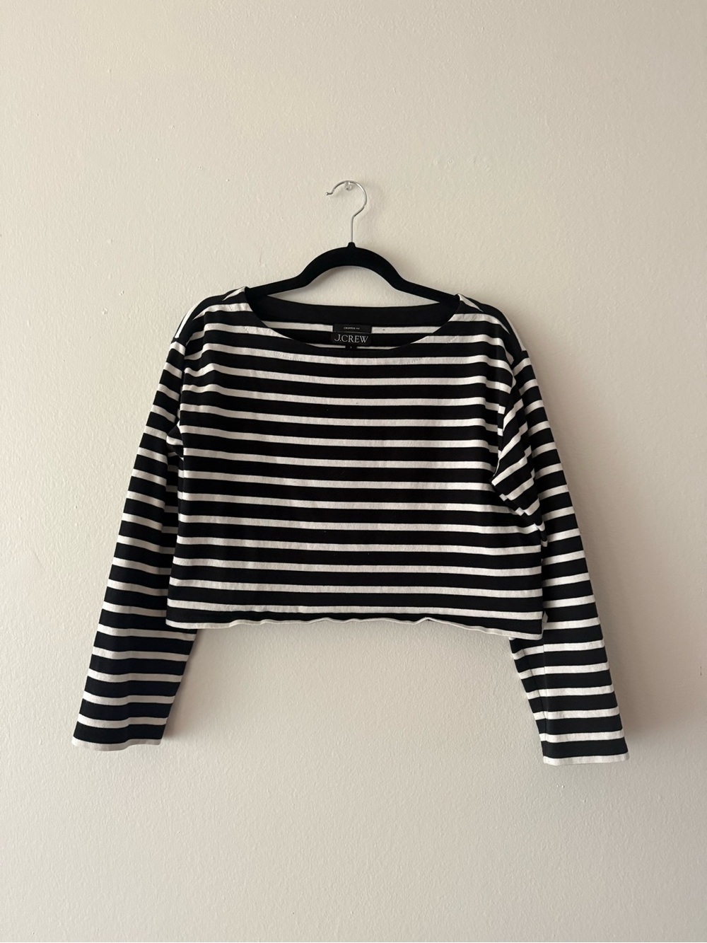 J. Crew Black and White Striped Long Sleeve Tee